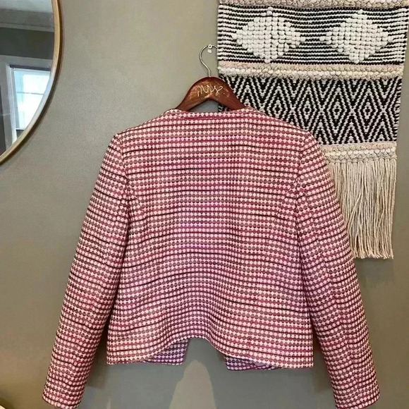 HALOGEN VINTAGE PINK PLAID BLAZER M - Picture 6 of 7